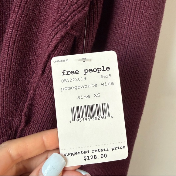 Free People Saffron Cutout Sweater Pomegranate Wine XS - Picture 5 of 9